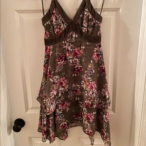 WHBM Green Floral Mini Dress, Size 00P